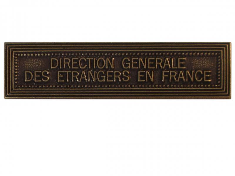 Direction Générale des Étrangers en France Bronze (Agrafe Ordonnance)
