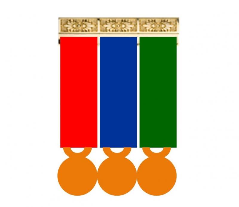 Montage 3  Médailles Réduction (Miniatures sur porte-médaille)