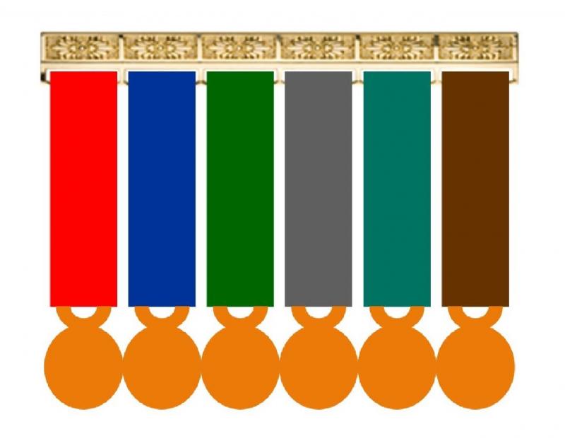 Montage 6 Médailles Réduction (Miniatures sur porte-médaille)