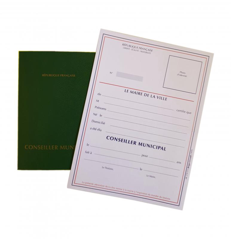 Carte d'identité - similicuir vert - Conseiller Municipal